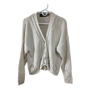 Outback Red Women’s Cream Knit Cardigan Sweater – Made in Hong Kong – Size M